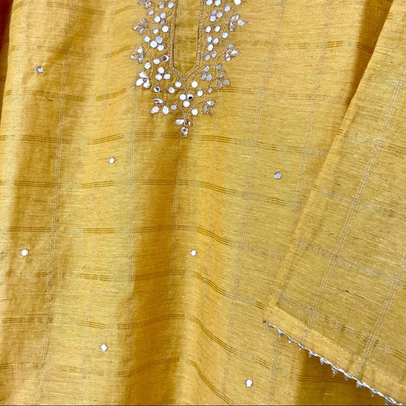 [NEW] Yellow INDIAN KURTA PALLAZO PANTS SET: Size:L - Picture 4 of 4